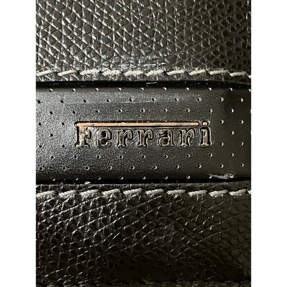 FERRARI SMALL BLACK LEATHER MENS CARD WALLET - Picture 10 of 14